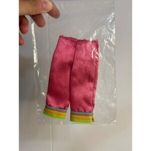 VTG Barbie Doll Striped Cuffs Satin Capri Pants Wide-Leg Fashionista Pink Outfit